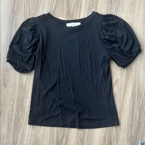 NWT LOFT Elegant Black Puff Sleeve Blouse